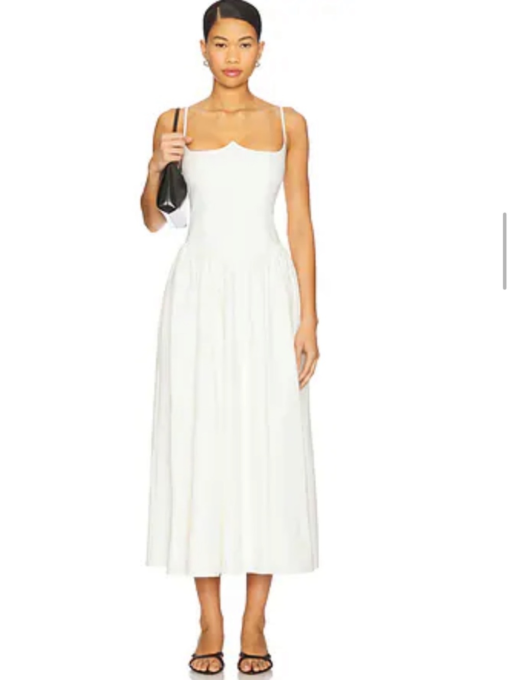 Camila Coelho White Midi Dress with Notch Scoop Neck Revolve